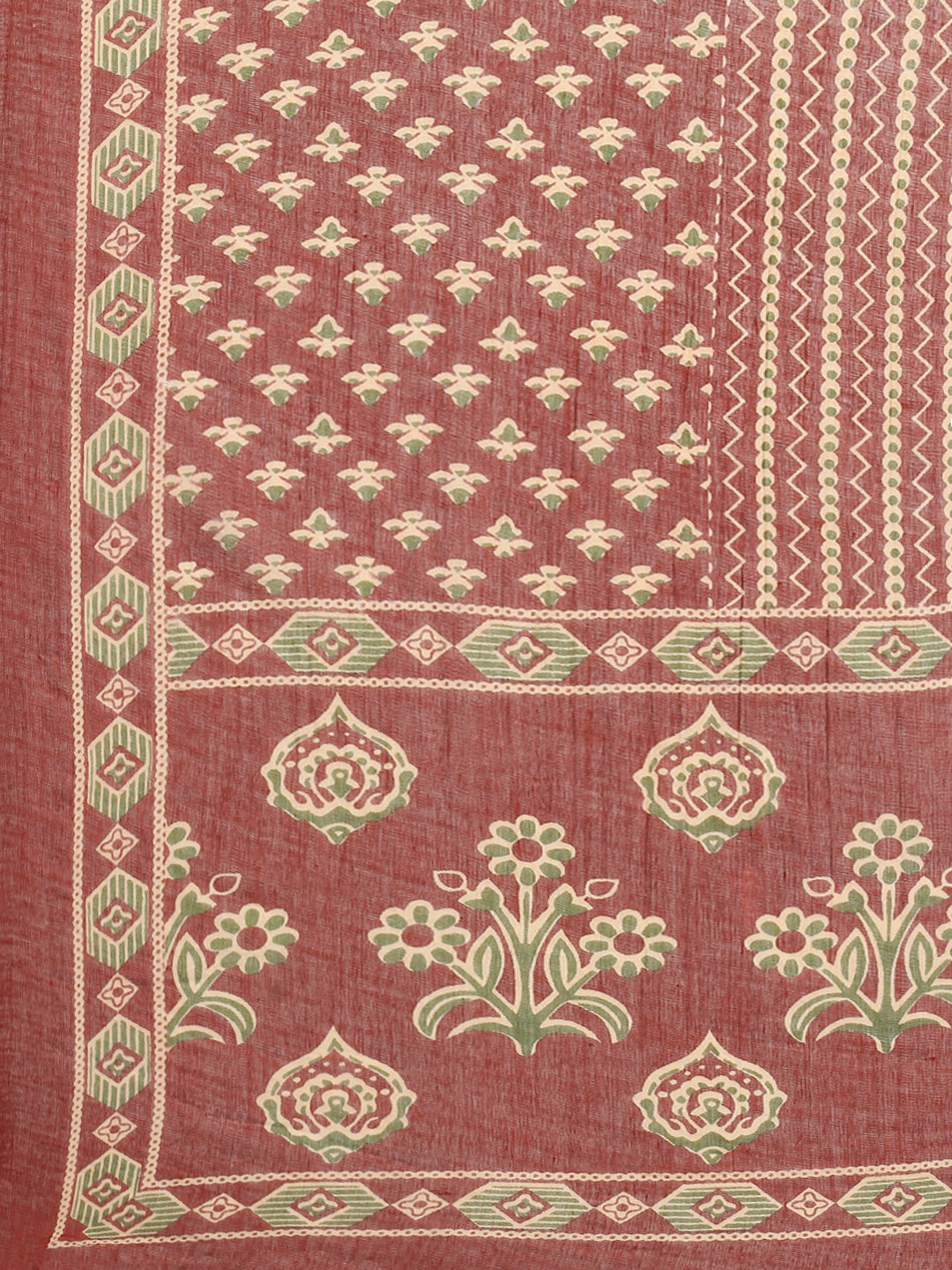 Printed Cotton Blend Kurta With Pants &amp; Dupatta