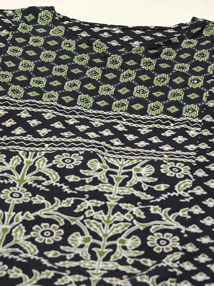 Printed Cotton Blend Kurta With Pants &amp; Dupatta