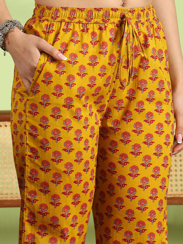 Printed Cotton Kurta With Pant &amp; Dupatta
