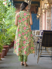 Printed Cotton Blend Kurta With Pants & Dupatta