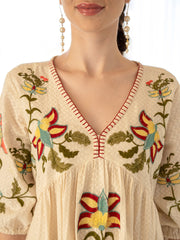 Resham Embroidered Cotton Blend Dress