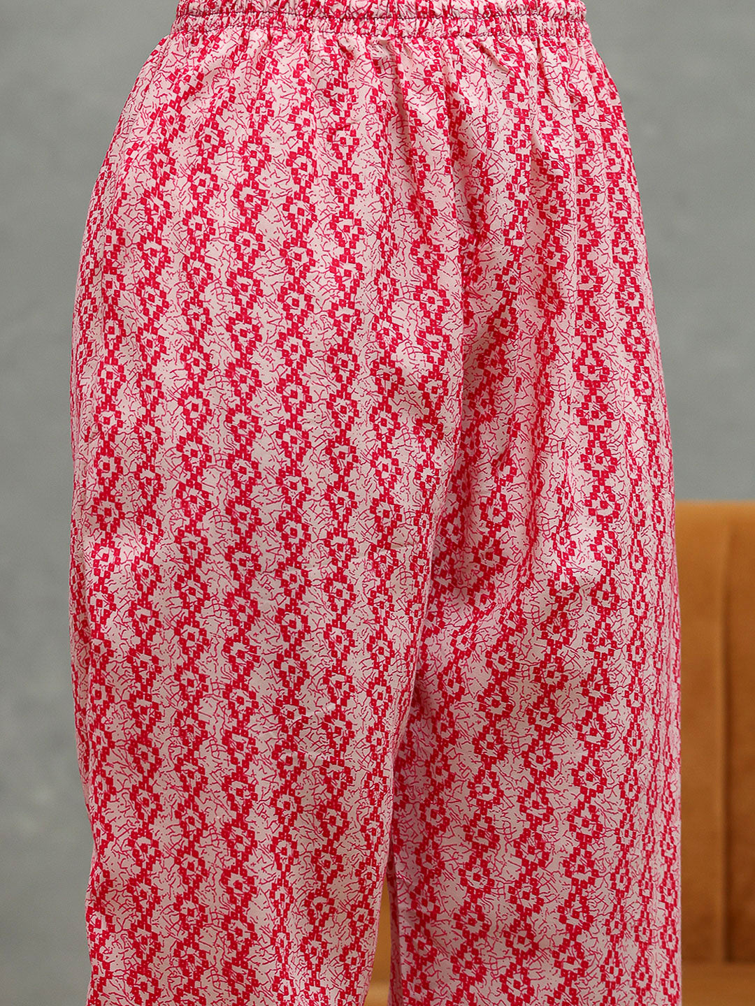Printed Cotton Blend Kurta With Pants & Dupatta
