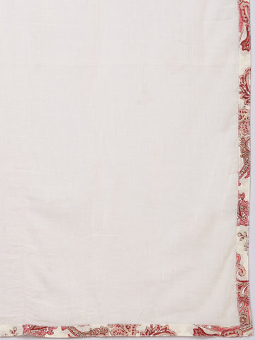 Neck Embroidery Cotton Kurta With Pants & Dupatta