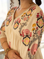 Resham Embroidered Cotton Blend Dress