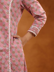 Printed Cotton Blend Kurta With Pants & Dupatta