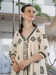 Resham Embroidered Cotton Blend Dress