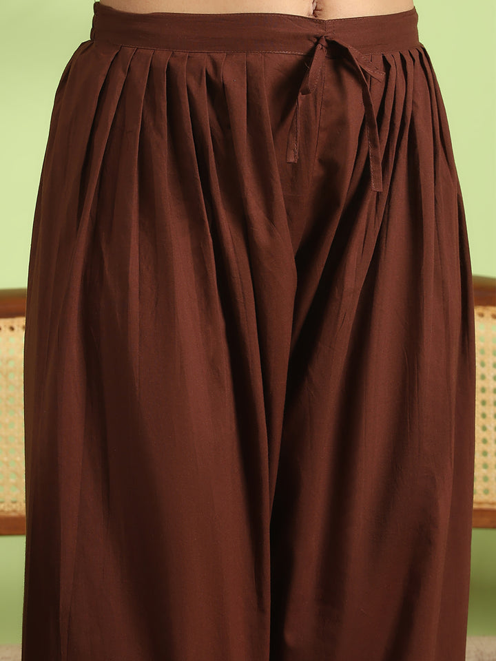Embroidered Cotton Kurta With Pant &amp; Dupatta
