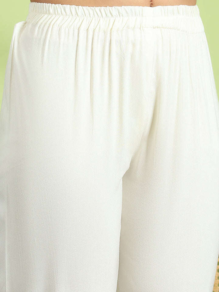 Embroidered Cotton Kurta With Pant &amp; Dupatta