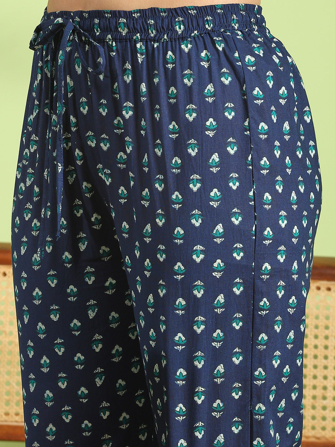 Printed Cotton Kurta With Pant &amp; Dupatta