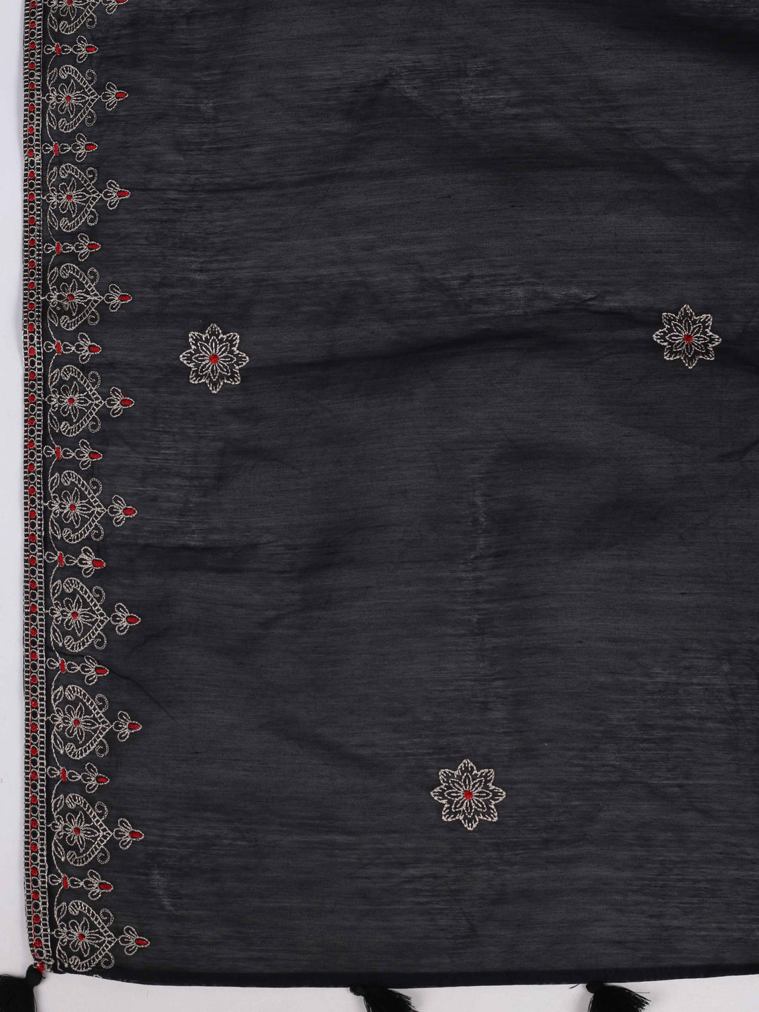 Embroidered Chanderi Kurta With Pants &amp; Dupatta