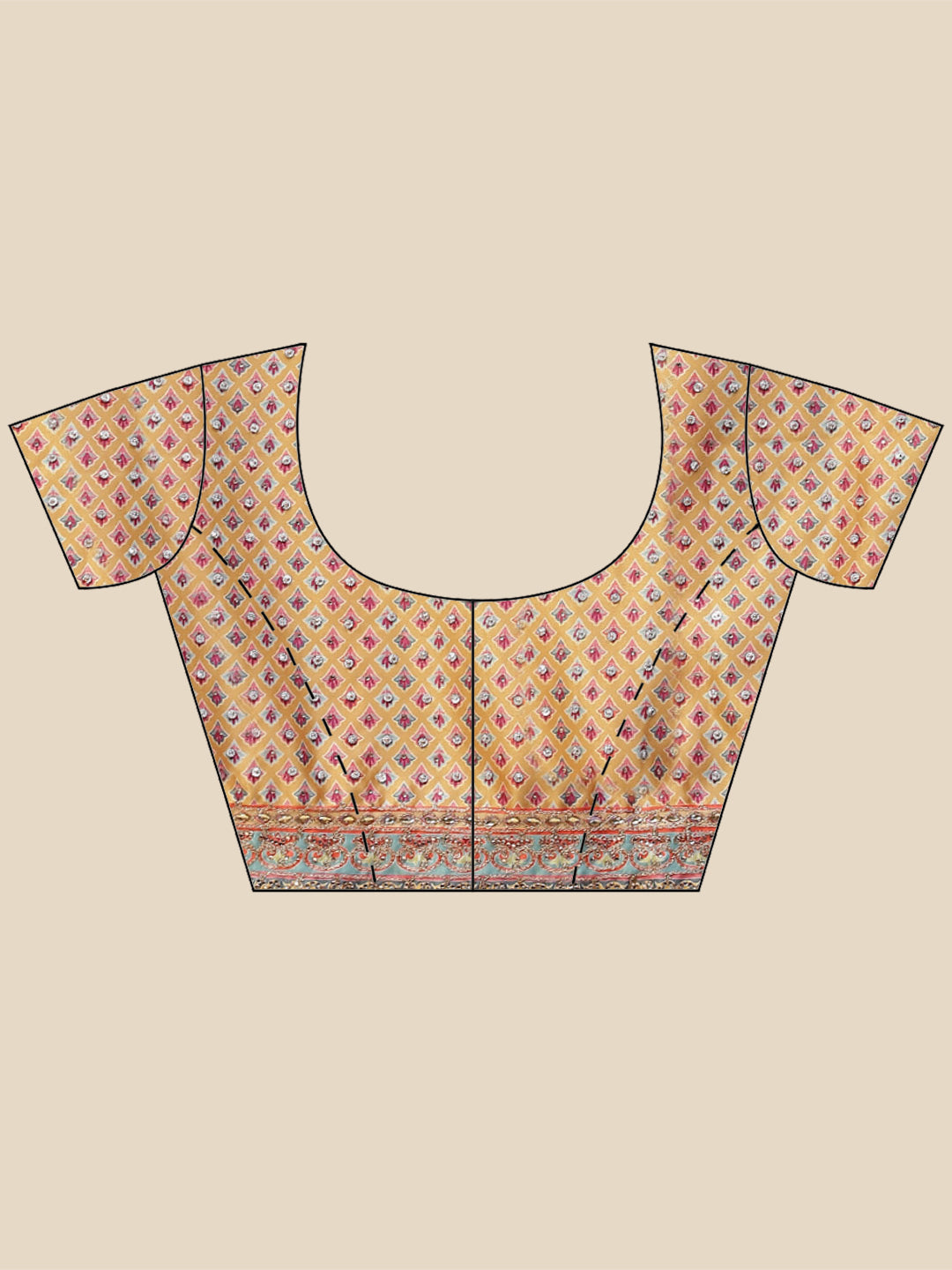 Printed & Thread Embroidered Choli With Unstitched Lehenga & Dupatta