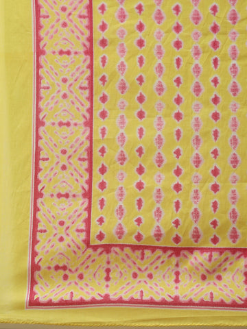 Floral Print Cotton Suit Set With Dupatta