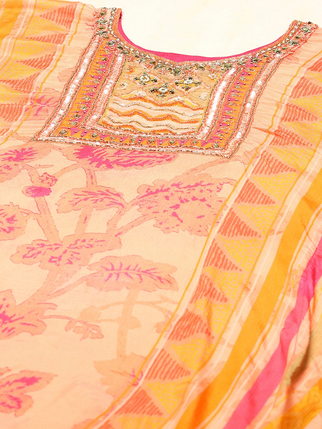 Printed Chinon Kurta With pants