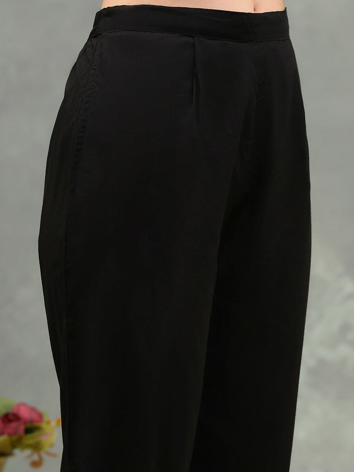 Embroidered Cotton Kurta With Pants &amp; Dupatta