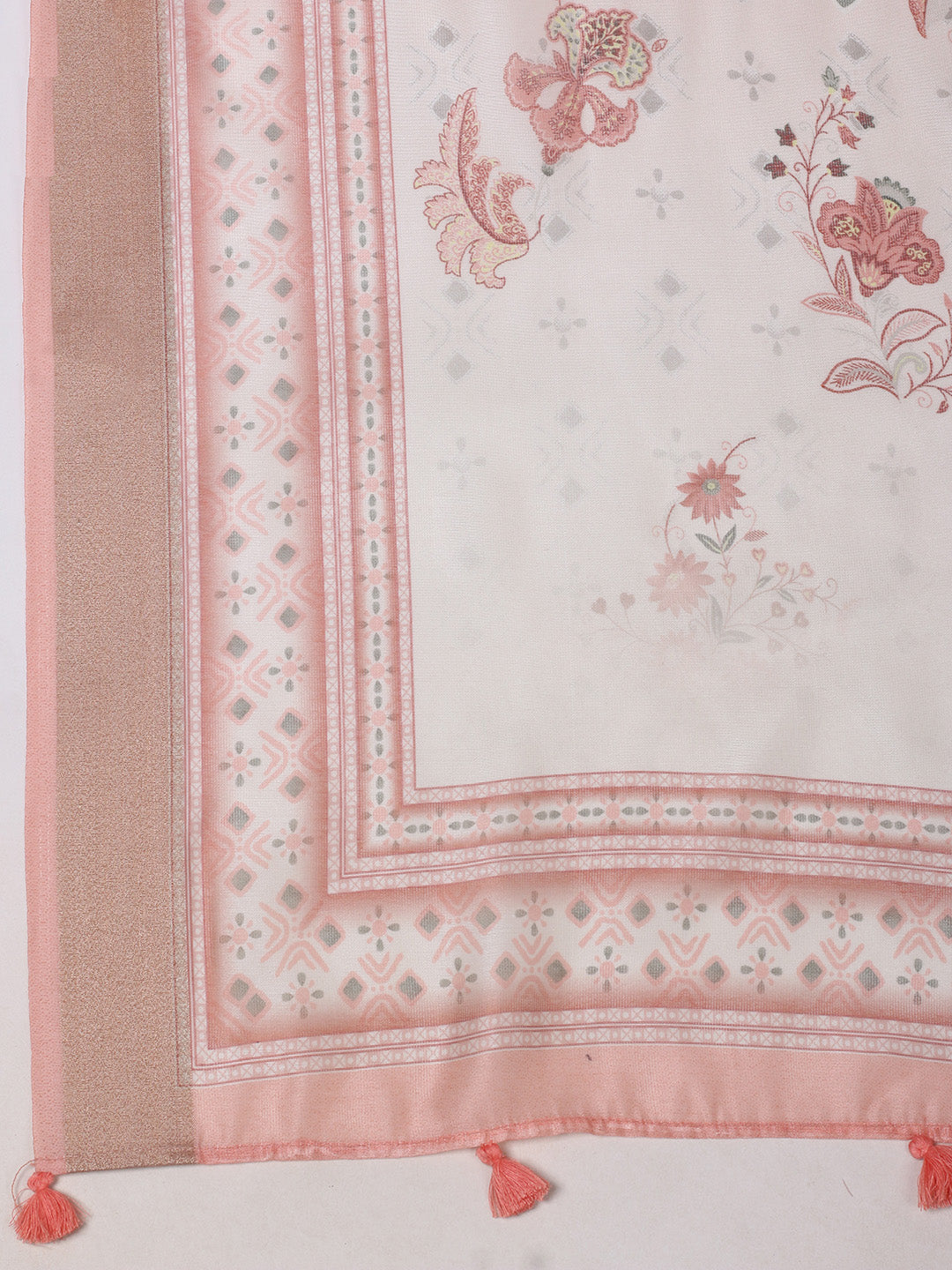 Embroidered Chanderi Kurta With Pant & Dupatta