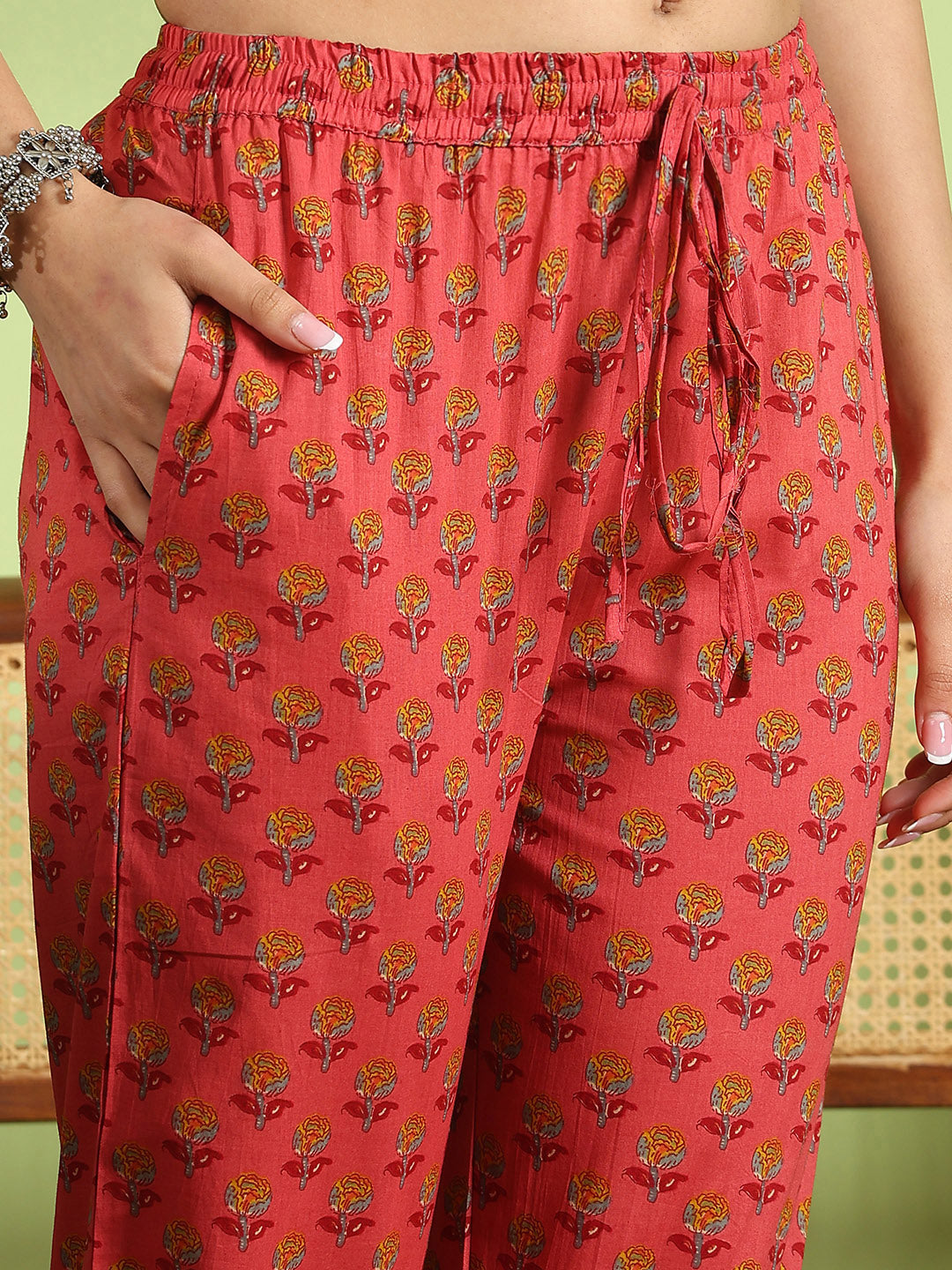 Printed Cotton Kurta With Pant &amp; Dupatta