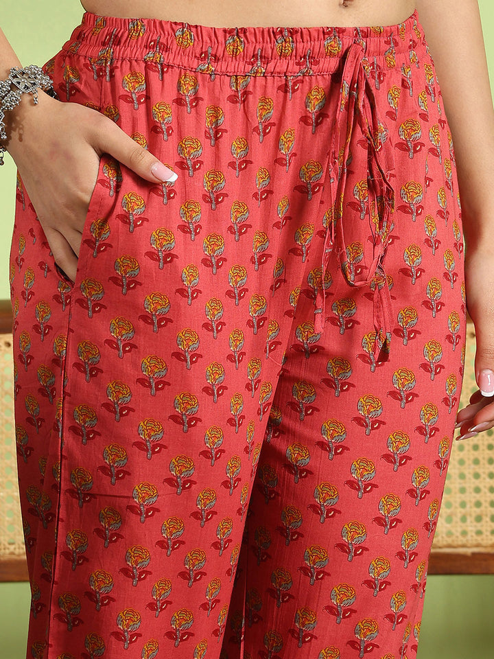 Printed Cotton Kurta With Pant &amp; Dupatta