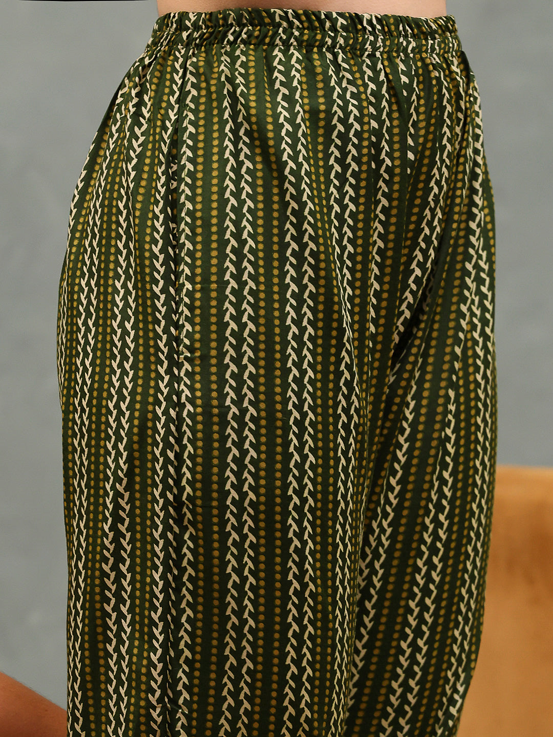 Printed Cotton Blend Kurta With Pants & Dupatta