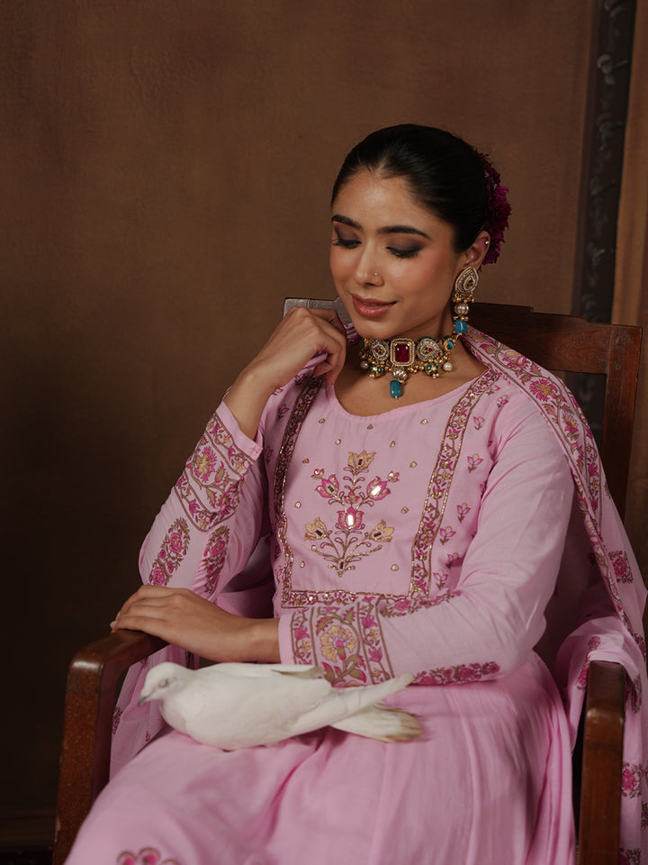 Woven Design Cotton Blend Kurta With Pant &amp; Dupatta