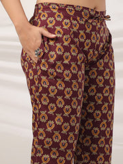 Printed Cotton Blend Kurta With Pants & Dupatta