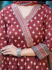 Printed Cotton Kurta With Pants & Dupatta