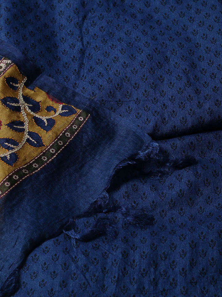 Printed Tussar Unstitched Kurta With Pant &amp; Dupatta