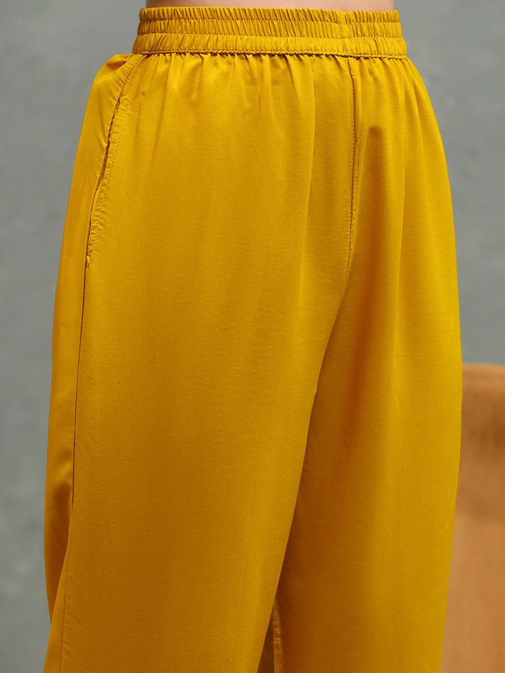 Embroidery Cotton Blend Kurta With Pants &amp; Dupatta