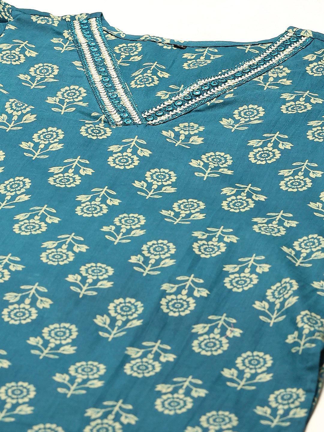 Printed Cotton Blend Kurta With Pants & Dupatta