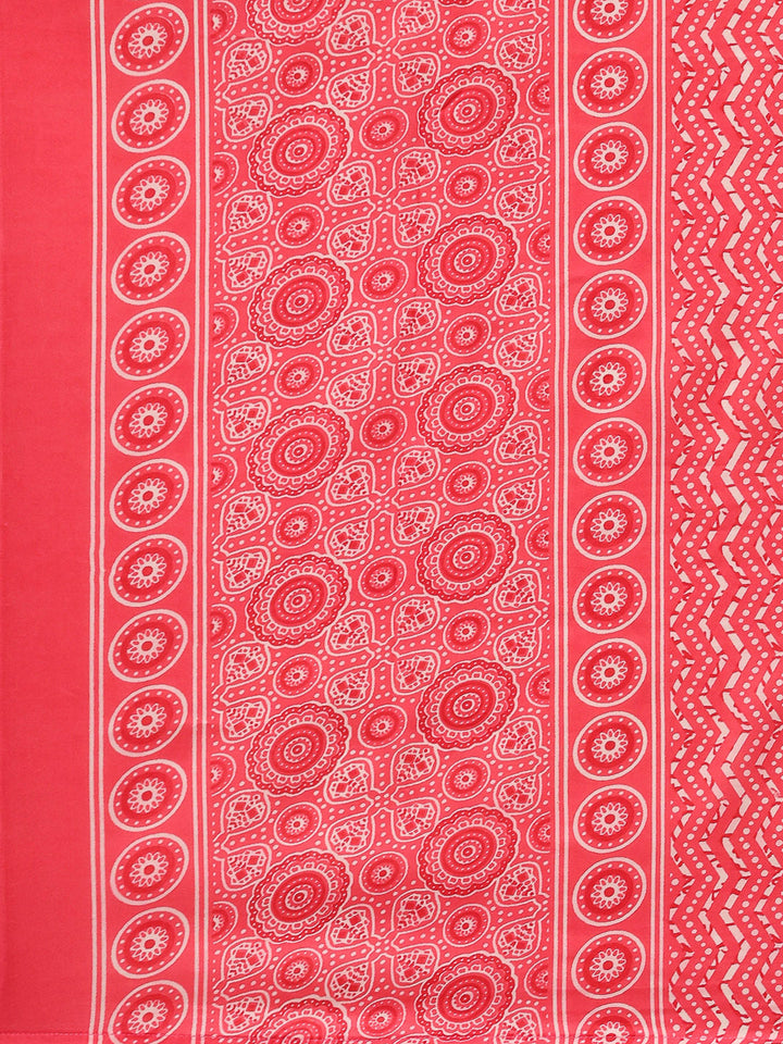 Floral Printed Cotton Kurta With Pants &amp; Dupatta