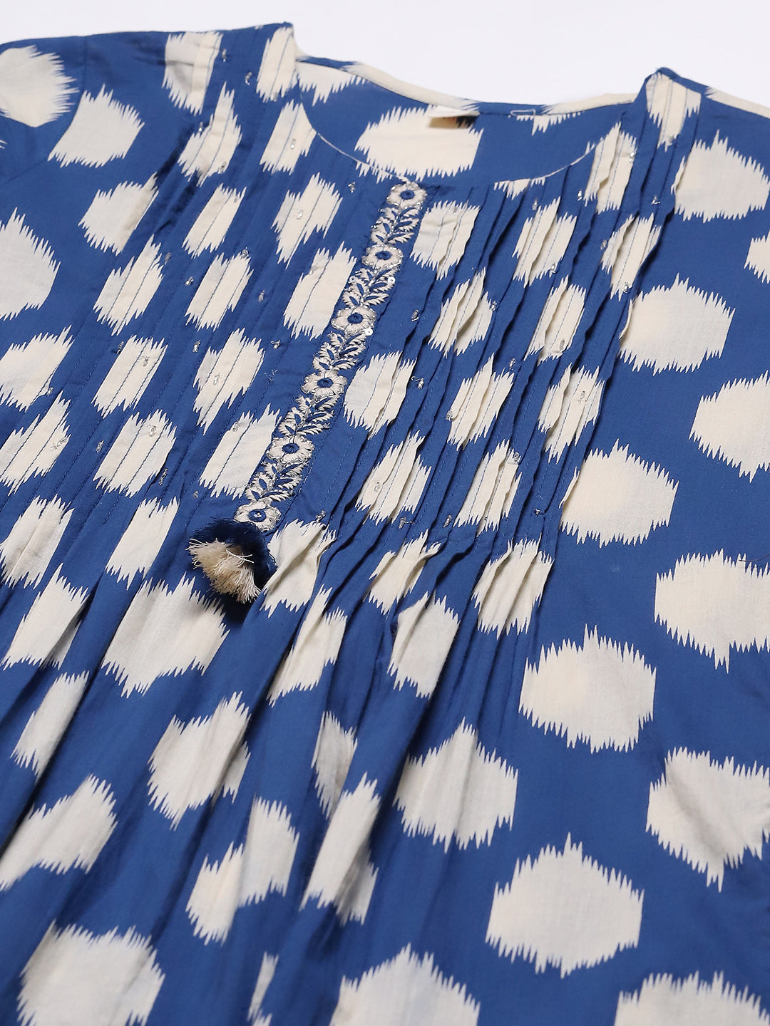 Printed Cotton Blend Kurta With Pants & Dupatta