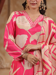 Printed Muslin Kurta With Pants & Dupatta