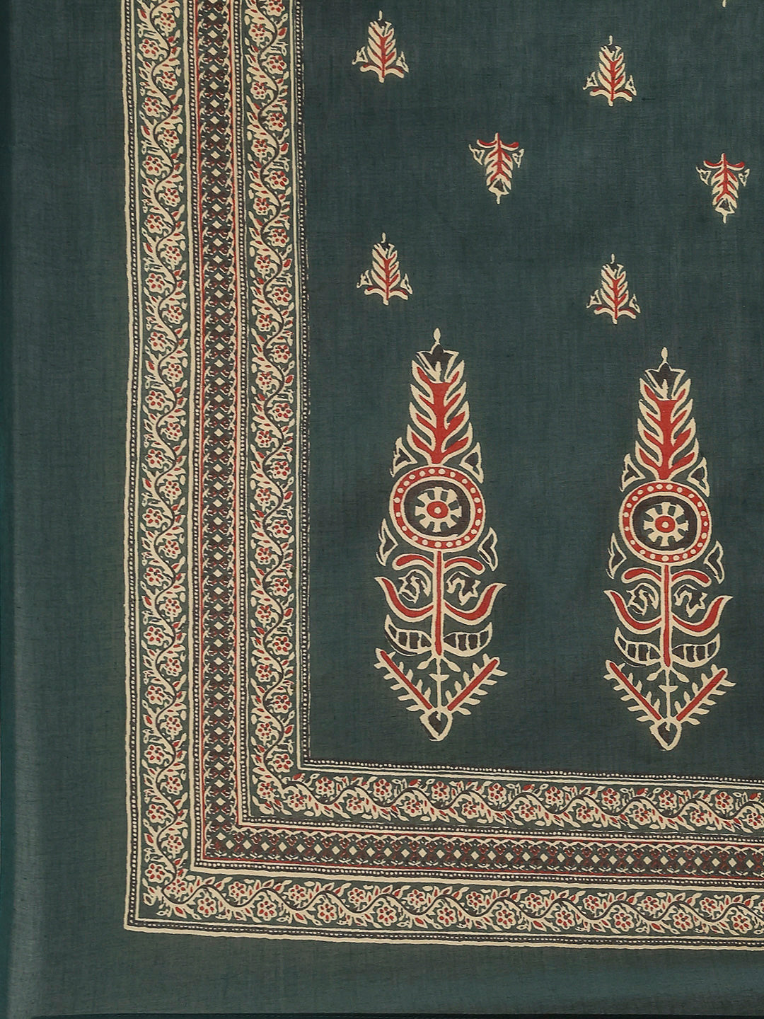 Embroidered Cotton Kurta With Pants & Dupatta