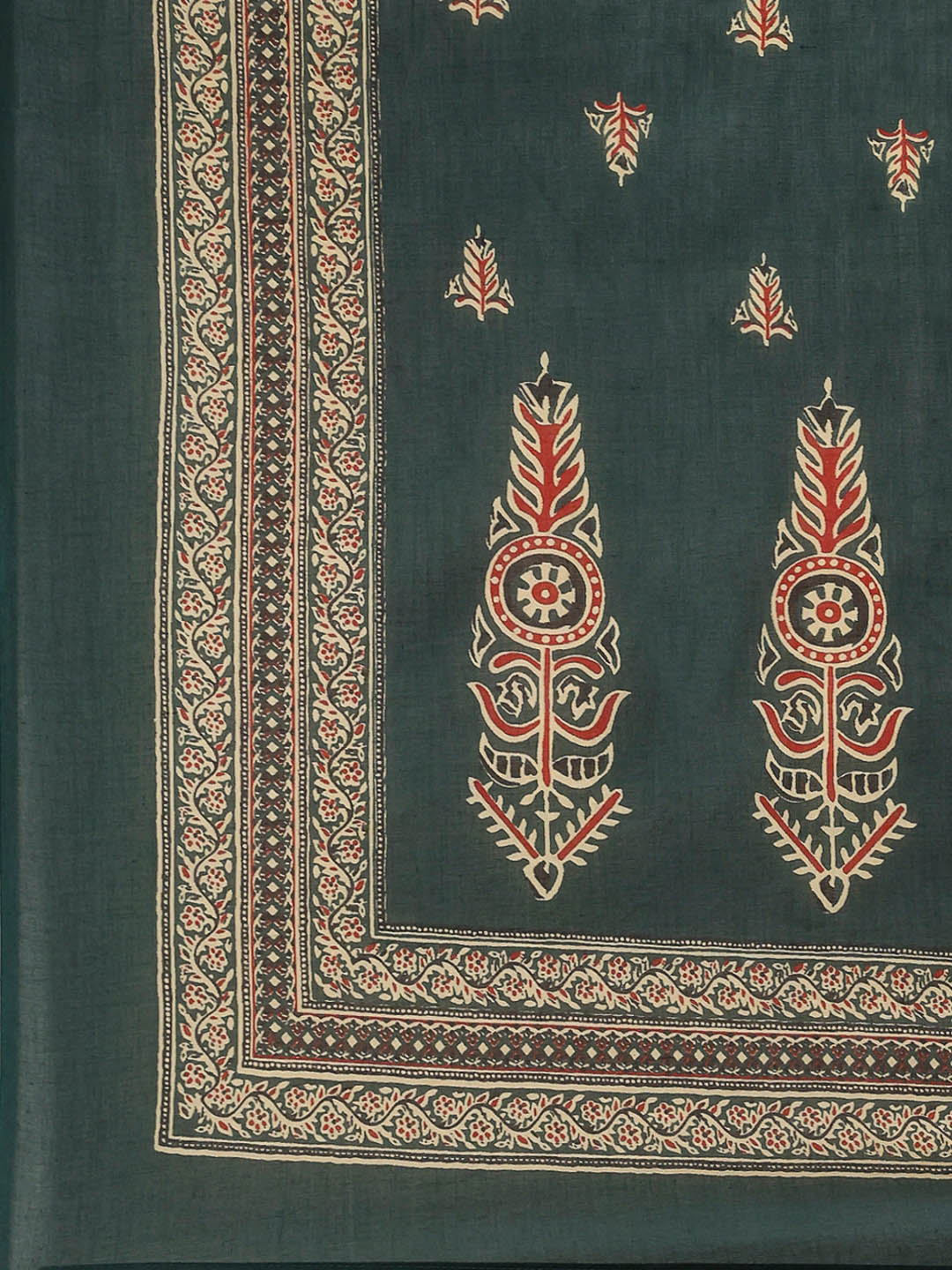 Embroidered Cotton Kurta With Pants &amp; Dupatta