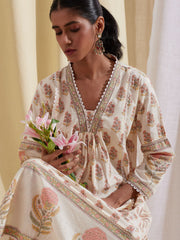 Floral Printed Cotton Kurta With Pants