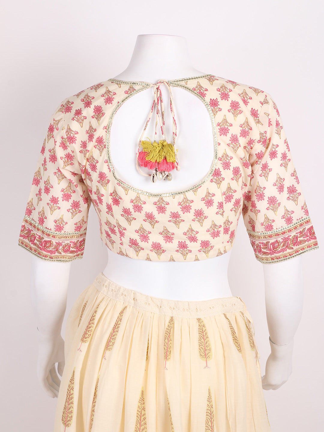 Floral Printed Cotton Choli With Lehenga &amp; Dupatta