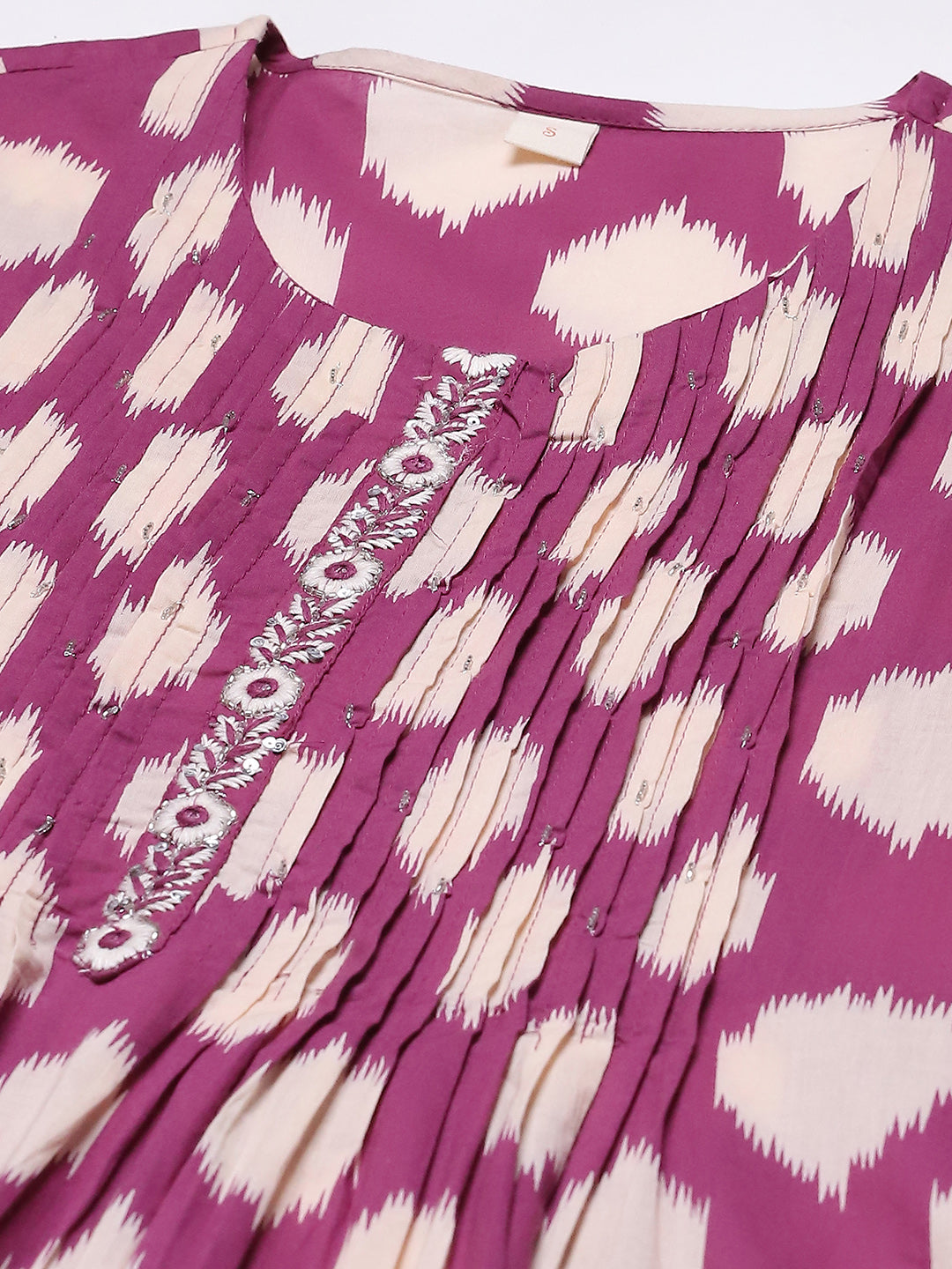 Printed Cotton Blend Kurta With Pants & Dupatta