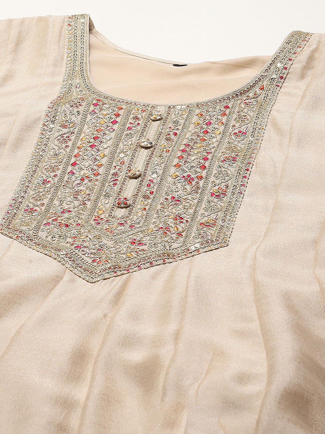 Zari Embroidery Art Silk Kurta With Pants &amp; Dupatta