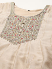 Zari Embroidery Art Silk Kurta With Pants & Dupatta