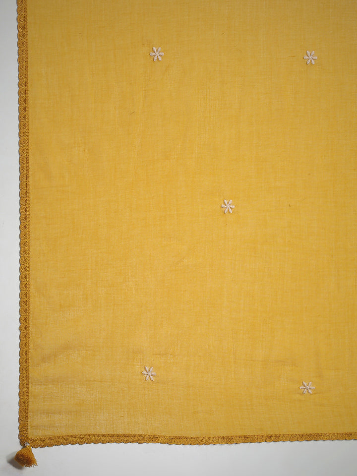 Embroidered Cotton Kurta With Pant &amp; Dupatta