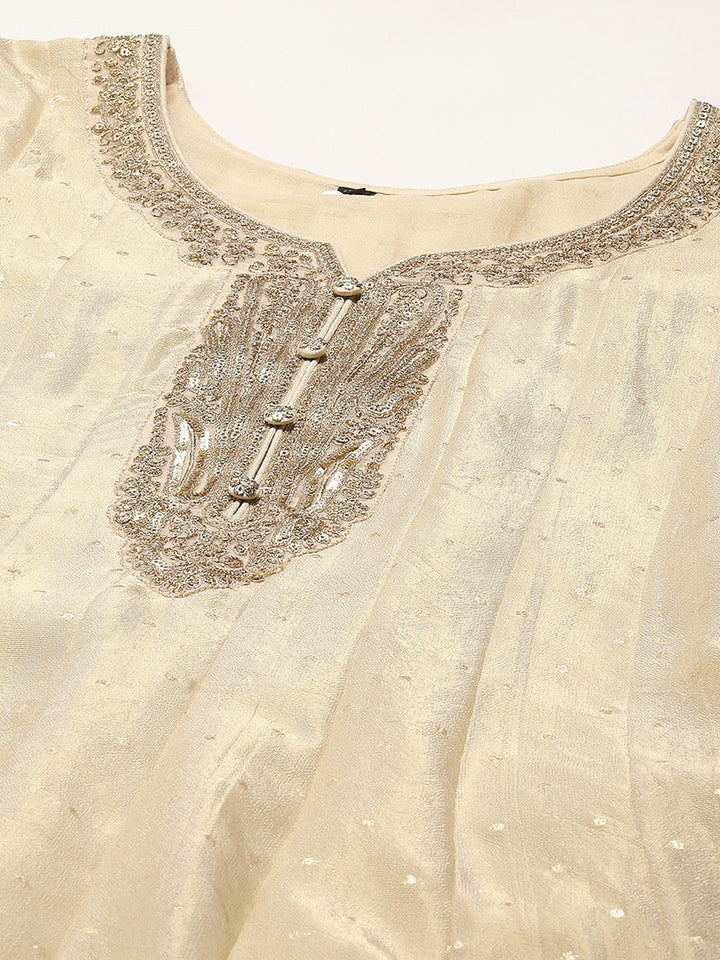 Embroidery Tissue Kurta With Pants &amp; Dupatta