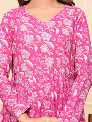 Printed Cotton Blend Kurta With Pants & Dupatta