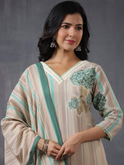 Printed Cotton Kurta With Pants & Dupatta