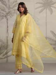 Schiffli Embroidery Kurta With Pants & Dupatta