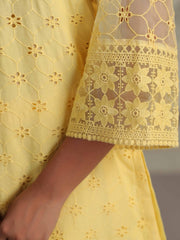 Schiffli Embroidery Kurta With Pants & Dupatta