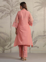 Schiffli Embroidery Kurta With Pants & Dupatta