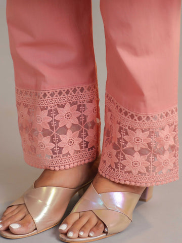 Schiffli Embroidery Kurta With Pants & Dupatta