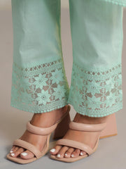 Schiffli Embroidery Kurta With Pants & Dupatta