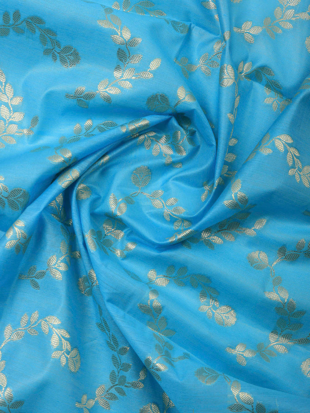 Blue Banarasi Chanderi Unstitched Dress Material