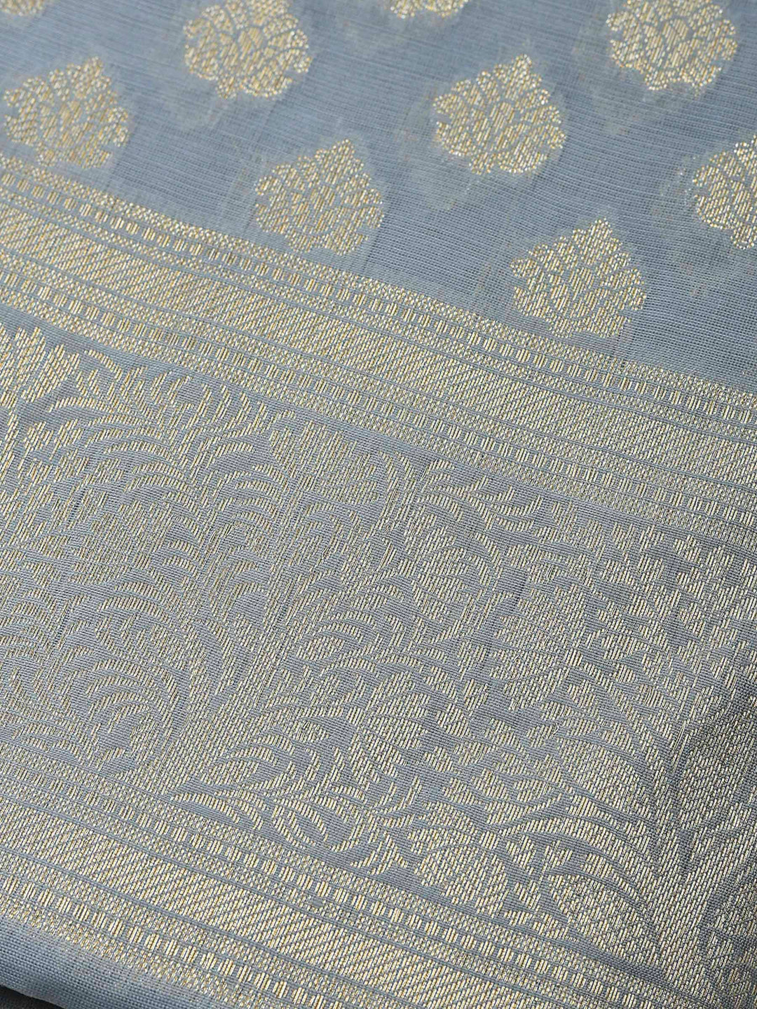 Grey Banarasi Chanderi Unstitched Dress Material