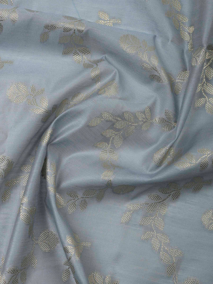 Grey Banarasi Chanderi Unstitched Dress Material